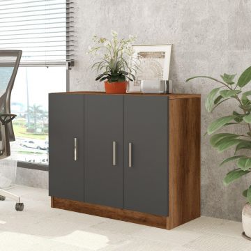 Dulap Multifunctional Varion cu 3 usi, Nuc - Stejar, 90 x 39 x 74 cm - Nuc