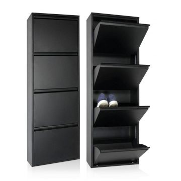 Pantofar Miko, 4 compartimente, 50 X 137 X 15 Cm - Negru