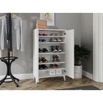 Pantofar Mona cu 5 rafturi, Alb, 37x118x70 cm - Alb