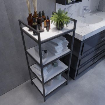 Raft De Baie Santa cu 4 Rafturi cadru Metal, 45 X 110 X 35 Cm - Alb
