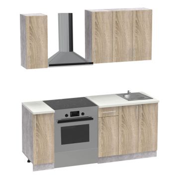 Set mobila bucatarie 4 buc Festa II, Sonoma, 120x60x85 cm - Stejar