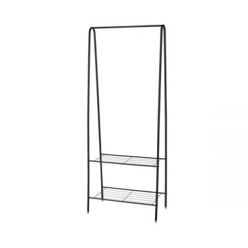 Suport pentru haine cu 2 rafturi, Metal, Negru, 61 x 34 x 152 cm Suport pentru haine cu 2 rafturi, Metal, Negru, 61 x 34 x 152 cm