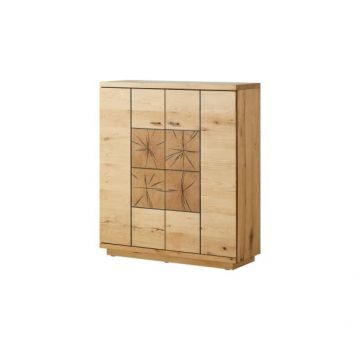 Comoda Bar Cu 2 Usi Dakota, Furniruit, Stejar Salbatic, 120 Cm