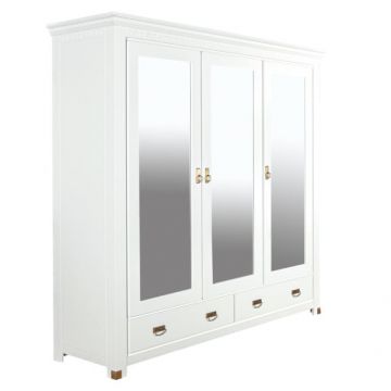 Dulap Saint Tropez, 3 Usi Si 2 Sertare, Vopsit Alb, 208 Cm