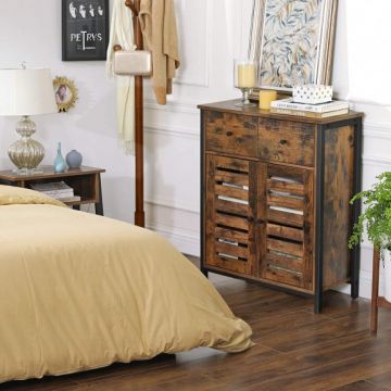 Dulăpior Vintage 2 Usi Si 2 Sertare, Maro Rustic, 80 Cm