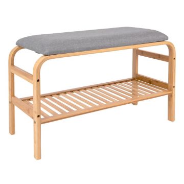 Pantofar în culoare naturală cu bancă din bambus Dure – Leitmotiv