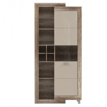 Vitrina Cu 1 Usa Genetic, Sonoma Antic Si Bej Lucios, 91 Cm