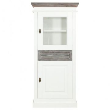 Vitrina Cu 2 Usi Si 1 Sertar Cabana Alb Si Gri, 66.3 Cm
