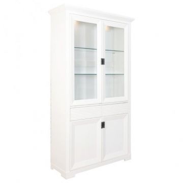 Vitrina Cu 4 Usi Si 2 Sertare Verona Bianco Alb, 112 Cm