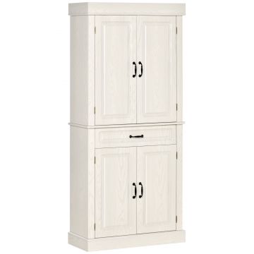 Bufet de bucatarie HOMCOM cu 2 dulapuri cu 2 usi si sertar, din lemn 80x35x180cm alb | Aosom RO