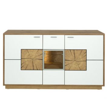 Bufet Urbano White Cu 3 Usi Si 1 Sertar Alb Si Natur, 140 Cm