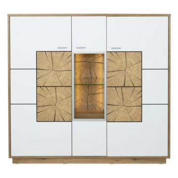 Comoda Bar Urbano White Cu 3 Usi Alb Si Natur, 140 Cm