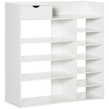 HOMCOM Dulap pentru Pantofi cu Rafturi și Sertar, Capacitate 12 Perechi, pentru Intrare și Dormitor, 88x30x93cm, Alb | Aosom Romania
