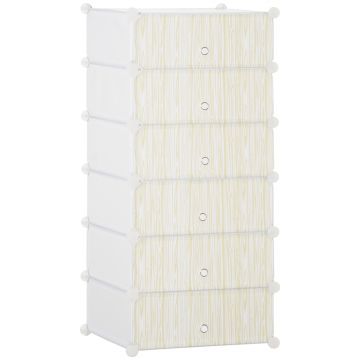 HOMCOM Mobilier Modular pentru Încălțăminte, 6 Cuburi Design Semicristal din PP și ABS, 45x35x17cm, Alb, Soluție Compactă | Aosom Romania